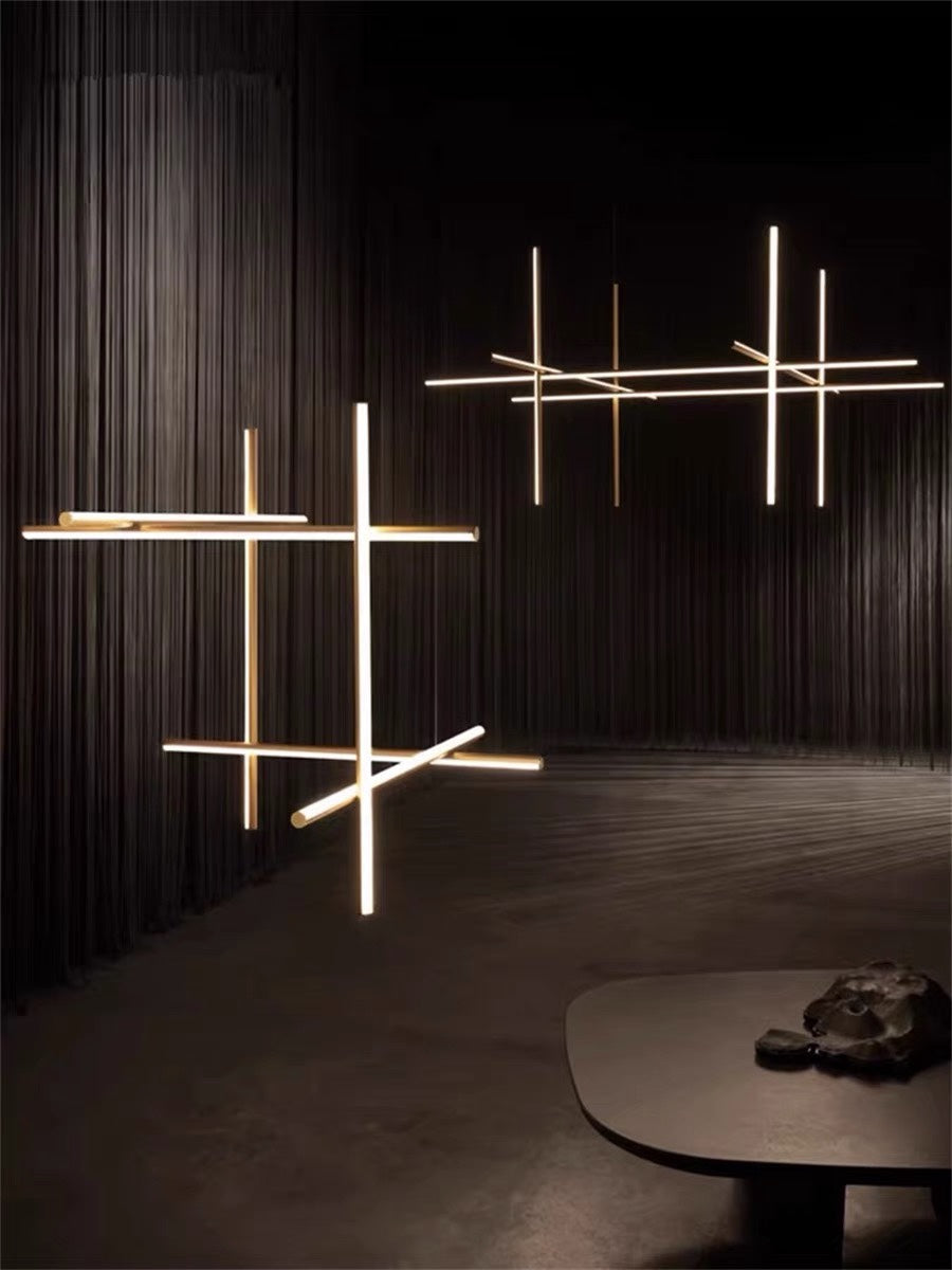 Minimalist Linear Combination Hanging Lamp LED Aluminium Chandelier