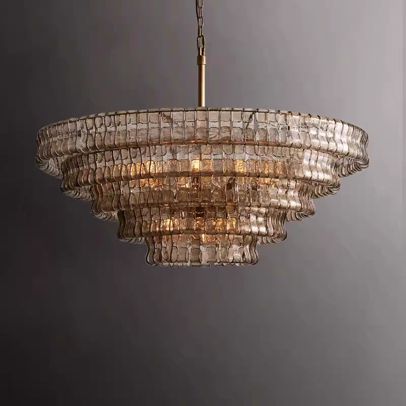 Murano Vintage Luxury Smoky Gray Glass Chandelier