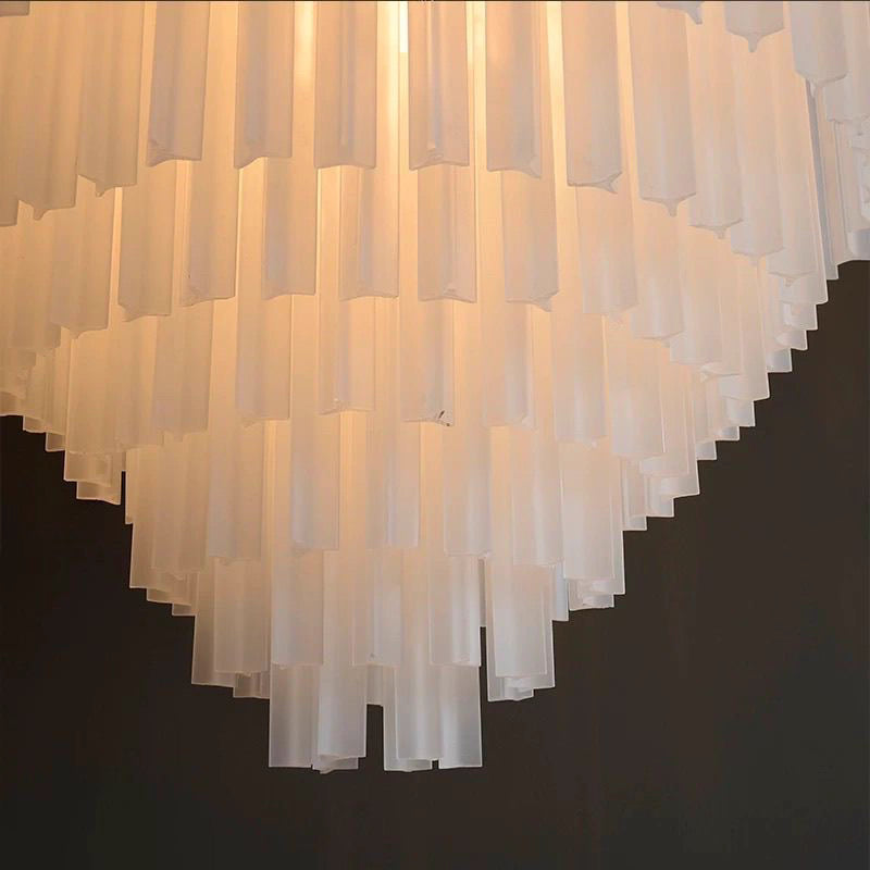 American Chrome Finish Frosted Glass Chandelier for Living Room