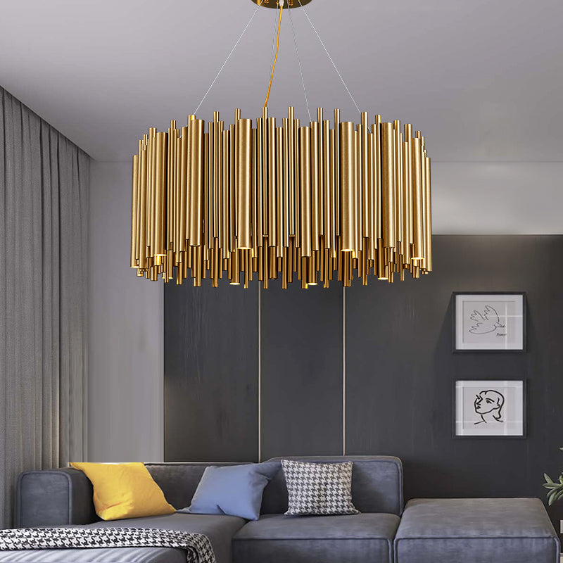 Stainless Steel Tube Gold Black Chandelier(Production time 15-20 days)