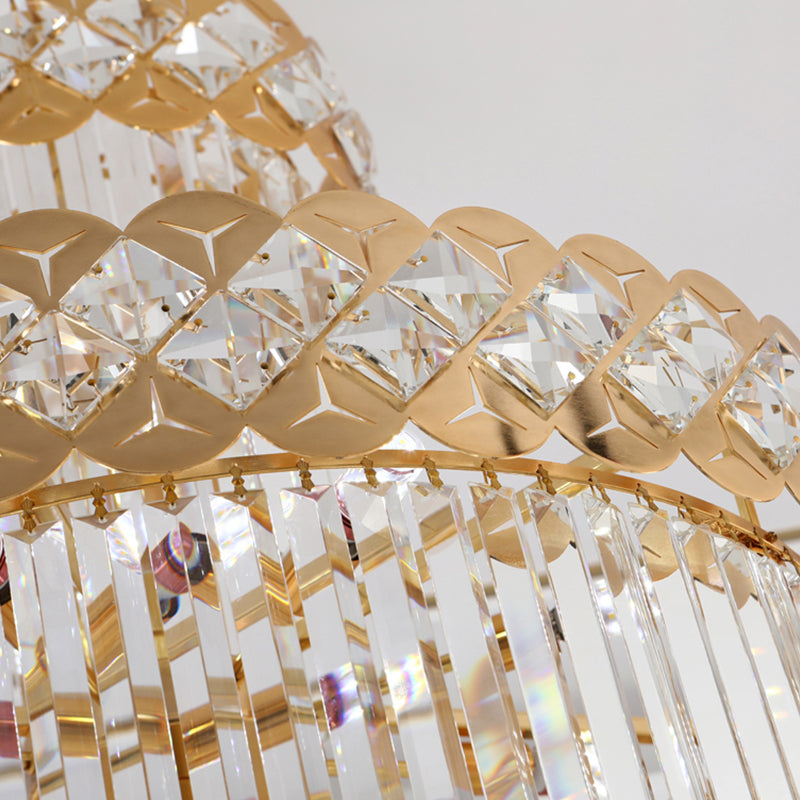 Modern Crystal Chandelier for Staircase Long Villa Hanging Light Fixture Large Home Decor Gold Stainless Steel Led Cristal Lamp