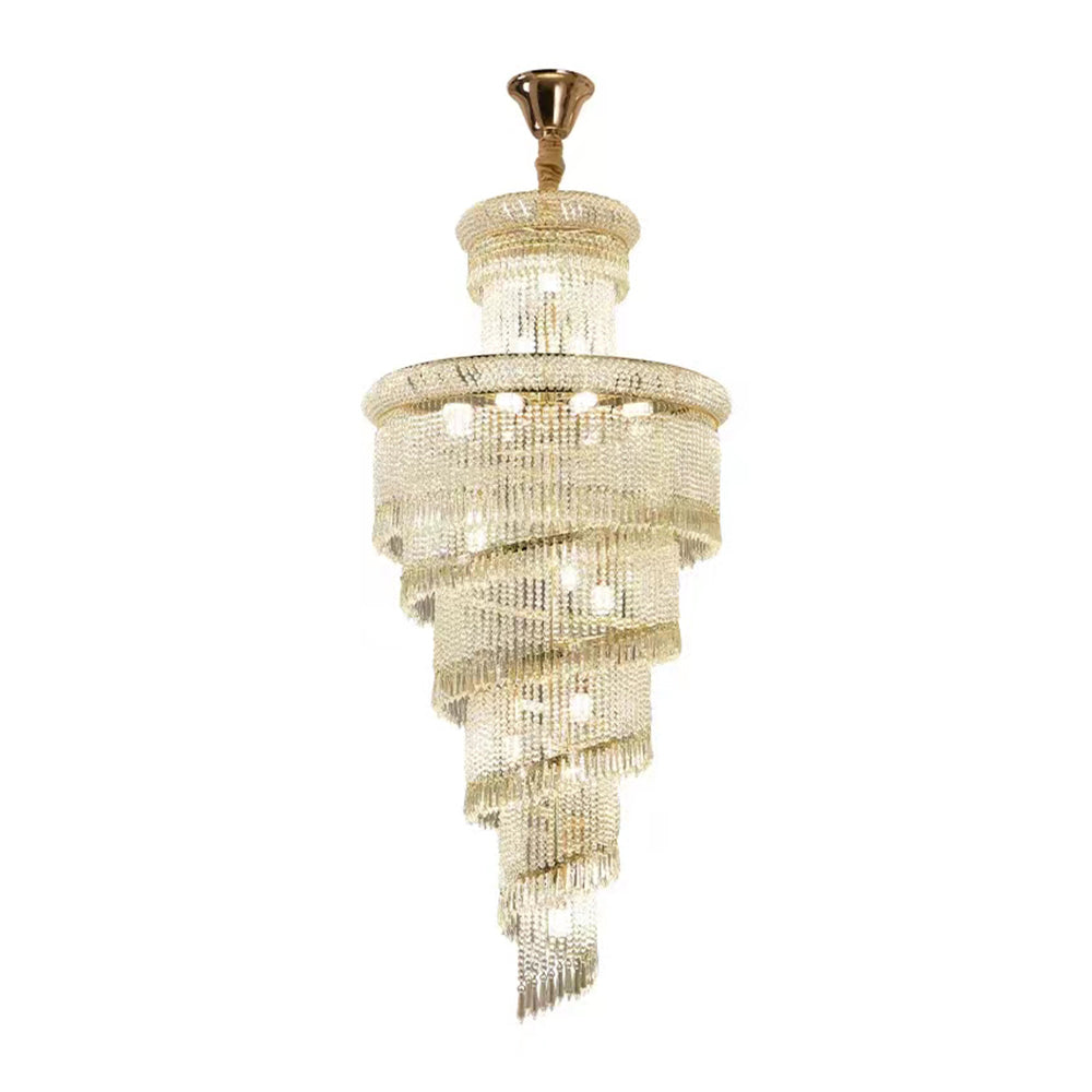 Crystal Stair Chandelier Buplex Building Villa Pick Empty Floor Light Luxury Post-modern High-end Hotel Lobby Pendant Lights