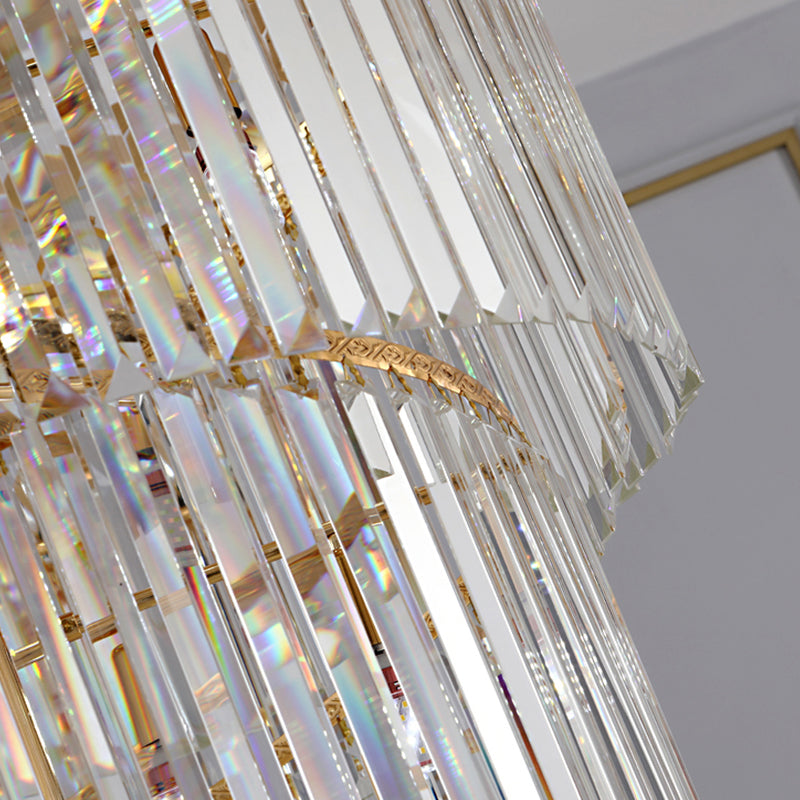 Modern Crystal Chandelier for Staircase Long Villa Hanging Light Fixture Large Home Decor Gold Stainless Steel Led Cristal Lamp