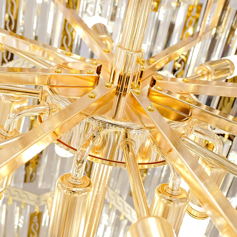 Post-modern Luxury Golden Circular Staircase Long Chandelier