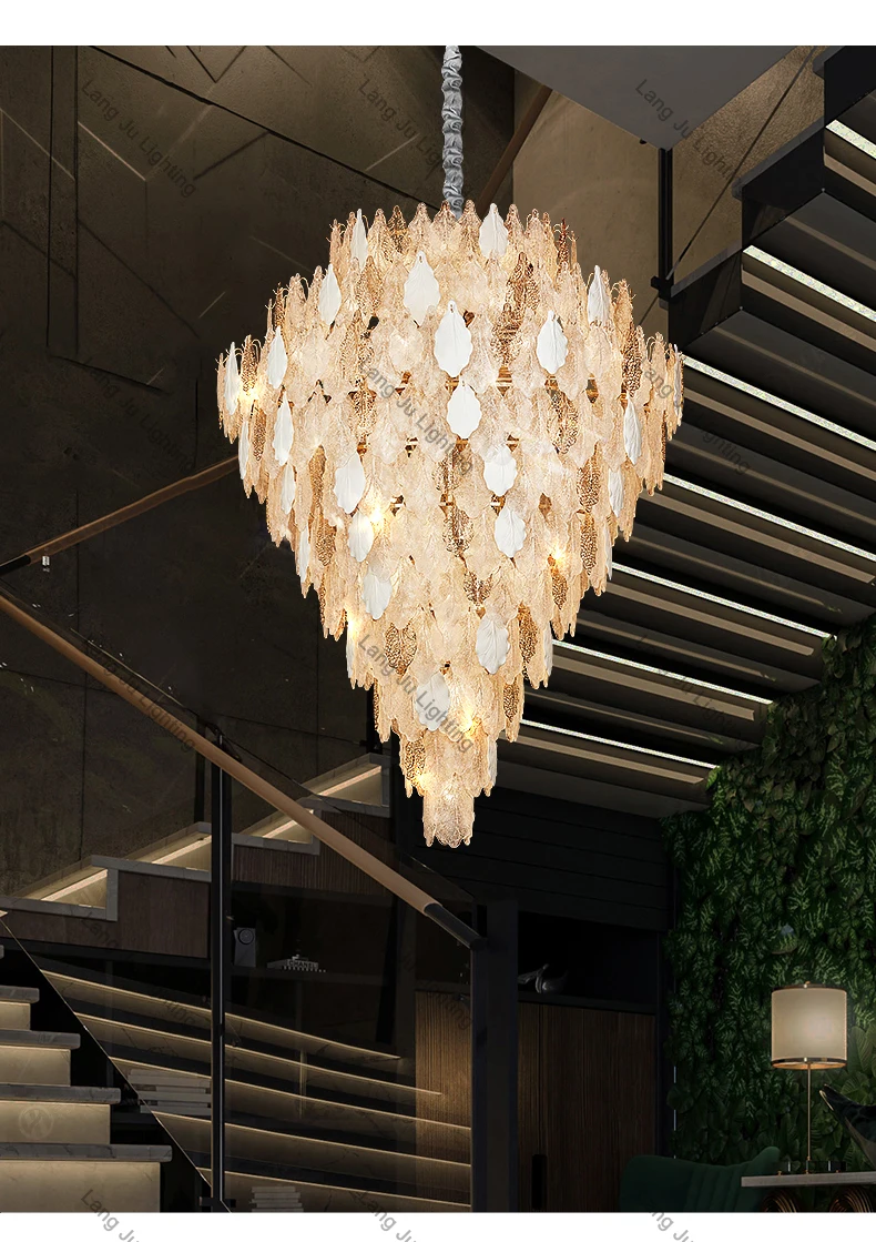 Modern Designer Style Glass Leaf Romantic Chandelier