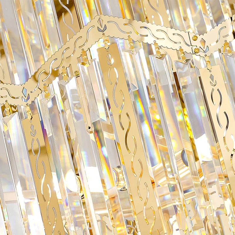Post-modern Luxury Golden Circular Staircase Long Chandelier