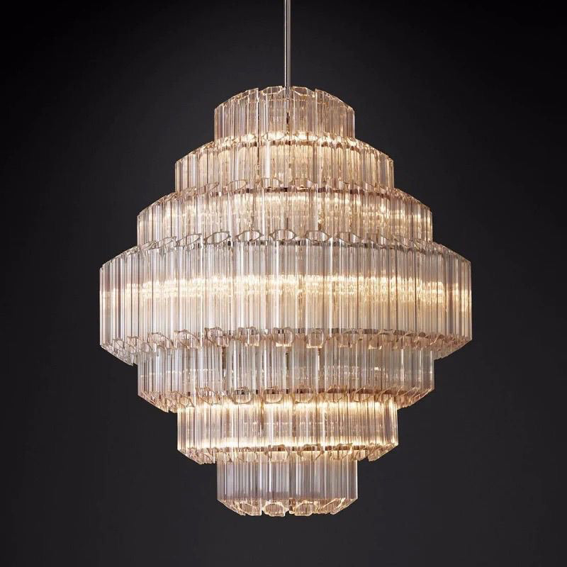 Vintage Luxury Clear Smoke Amber Glass Chandeliers for Living Room