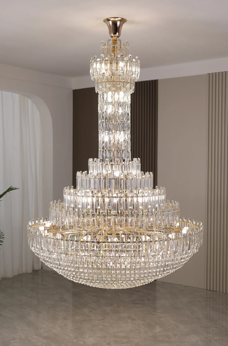 Modern Villa Living Room Luxury Crystal Chandelier High Ceiling Light
