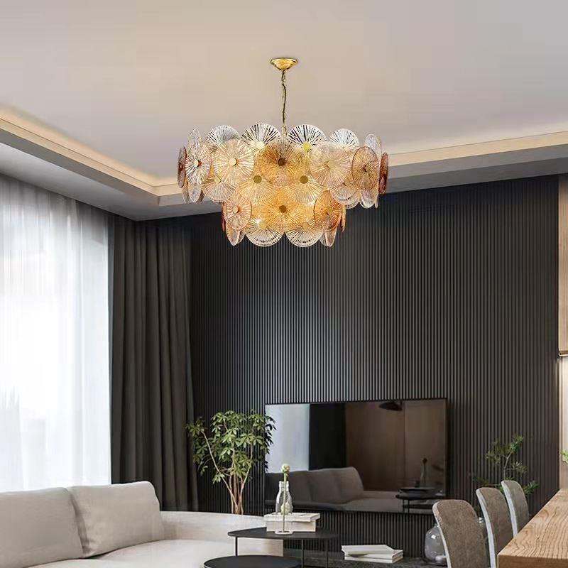 Creative Luxury Brass Glass Living Room Chandelier Lighting