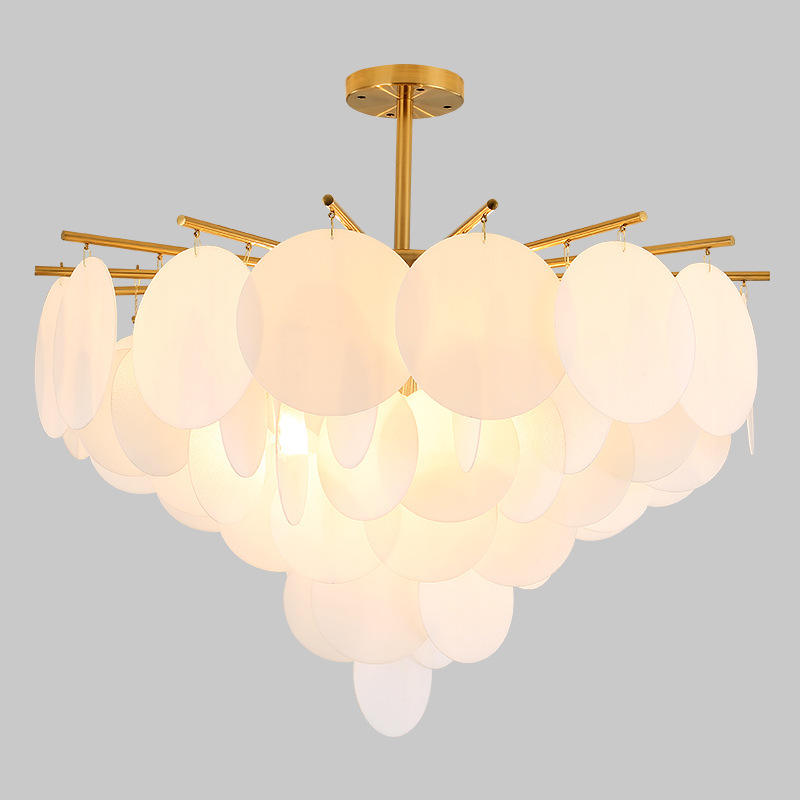 Luxury Gold Multi-layer Glass Chandelier for Living Room