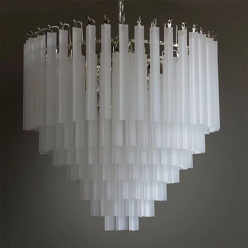 American Chrome Finish Frosted Glass Chandelier for Living Room