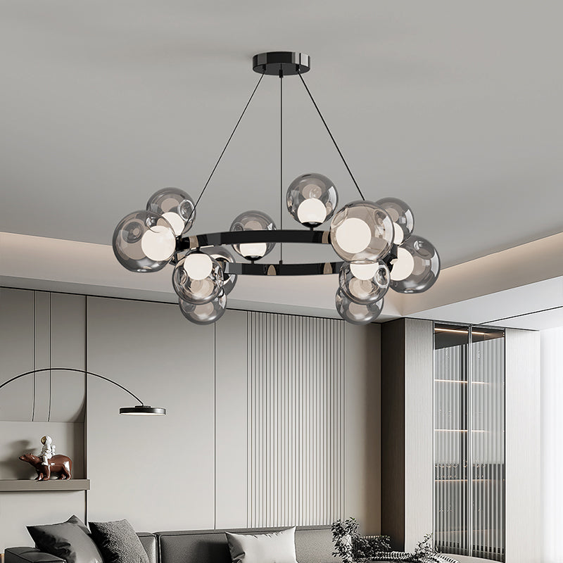 Ball in Ball Modern Black Chandelier for Living Room