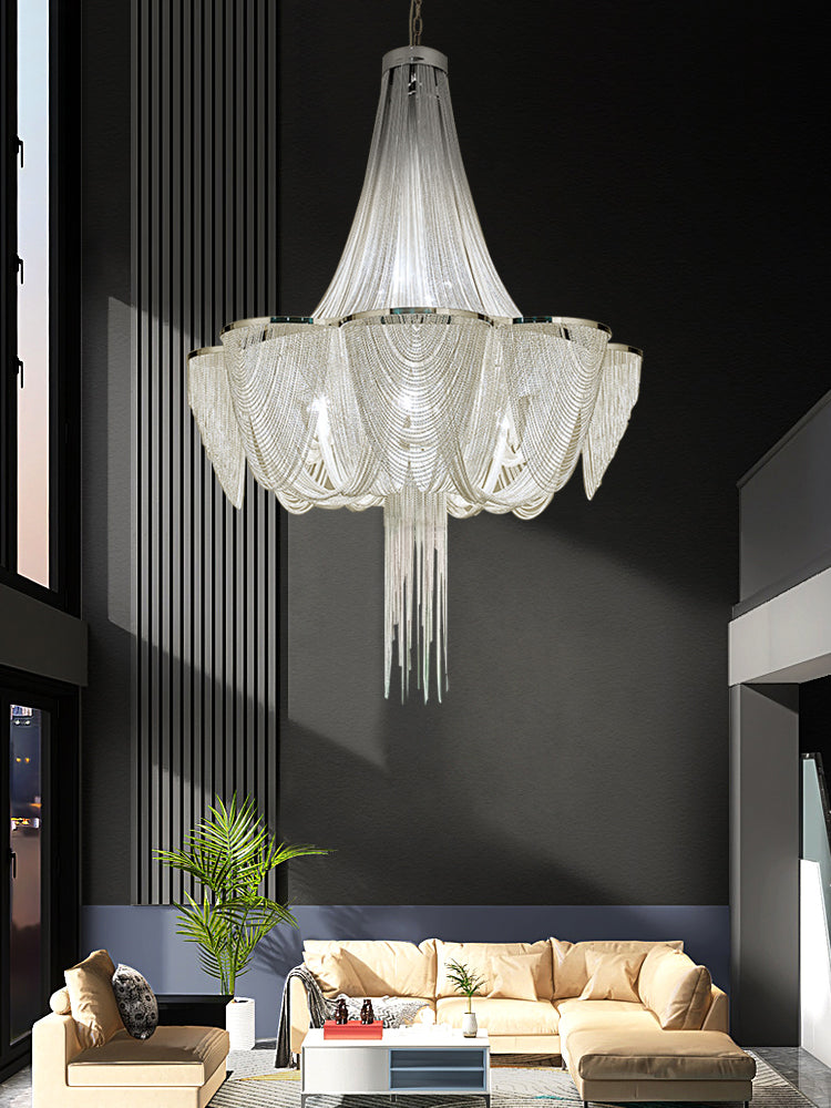 High Ceiling Aluminum Chain Chandelier