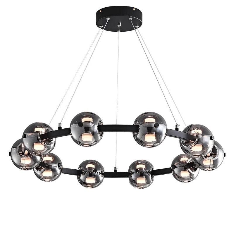 Smoke Grey Ball Simple Designer Living Room Chandelier