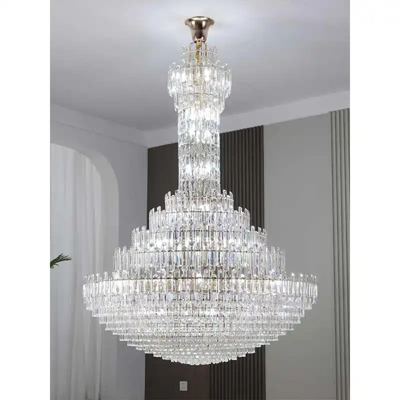 Modern Villa Living Room Luxury Crystal Chandelier High Ceiling Light