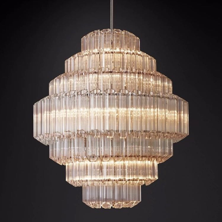 Vintage Luxury Clear Smoke Amber Glass Chandeliers for Living Room