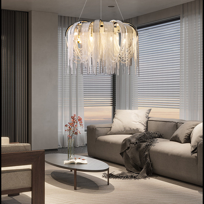 Flower Aluminum Chain Living Room Dining Room Chandelier