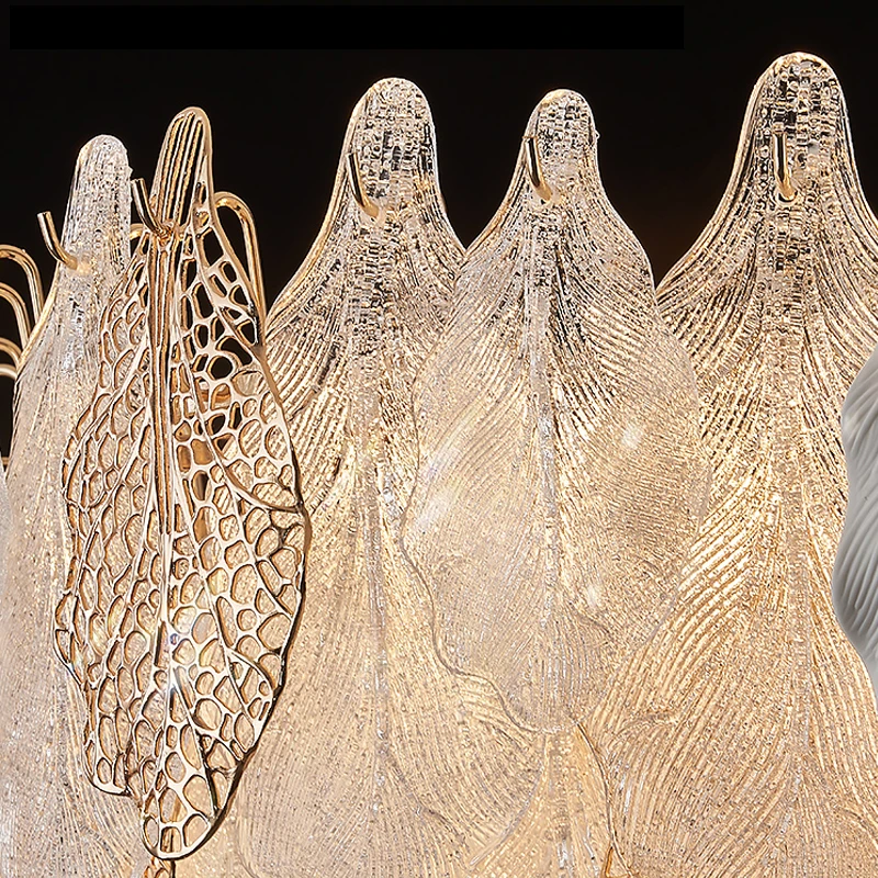 Modern Designer Style Glass Leaf Romantic Chandelier