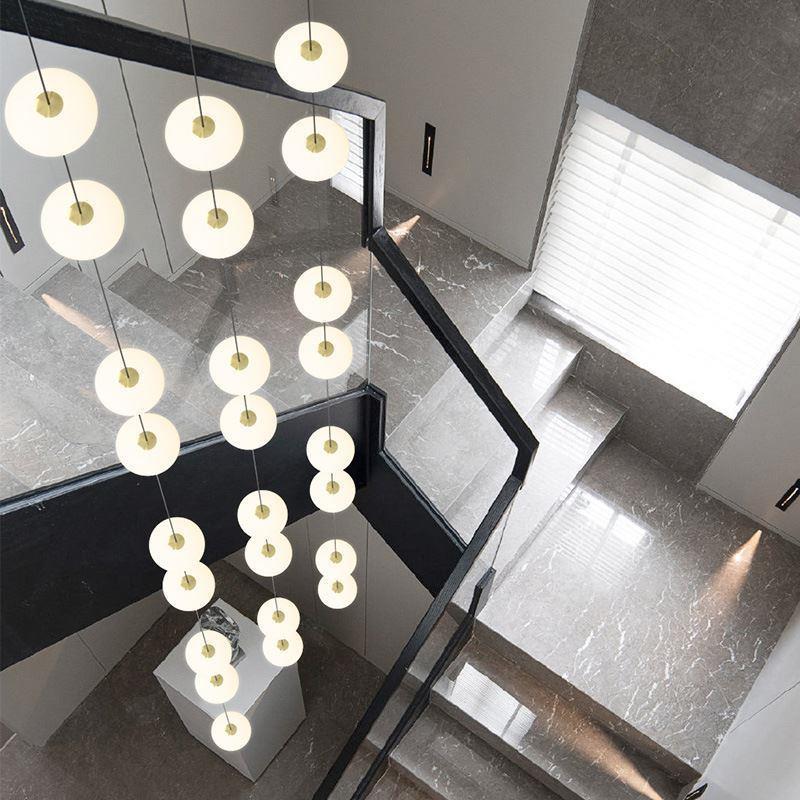 Modern Milky White Glass String Staircase Pendant Light