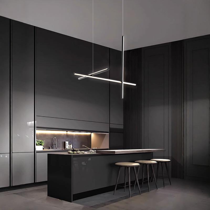 Minimalist Linear Combination Hanging Lamp LED Aluminium Chandelier