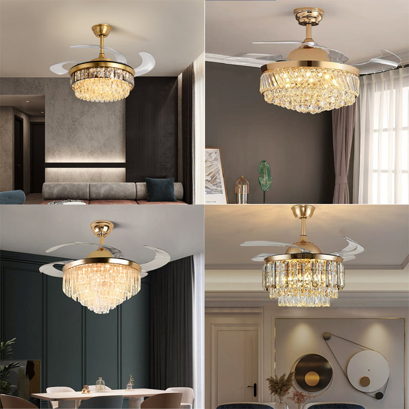 Large Blade Invisible Crystal Fan Chandelier Collection