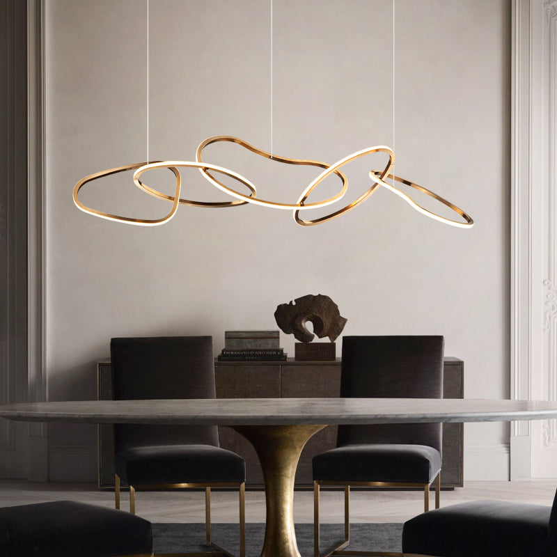 Creativity Golden Special-Shaped 5 Rings Hanging Chandelier