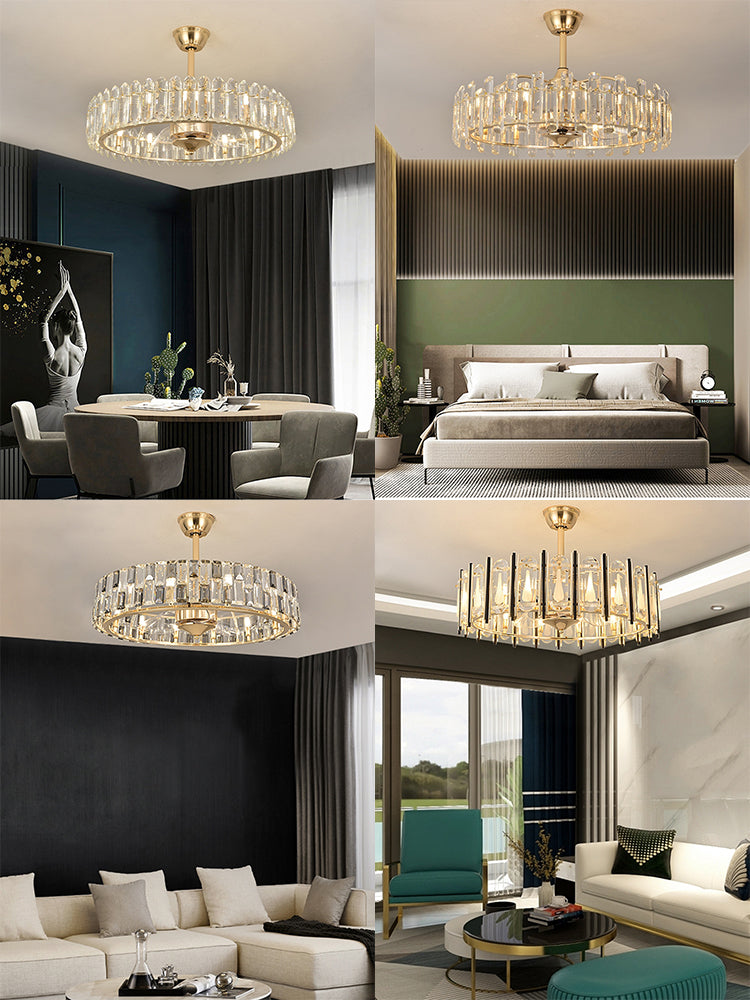 Small Fan Blade Crystal Fan Chandelier Collection – Mango Lighting