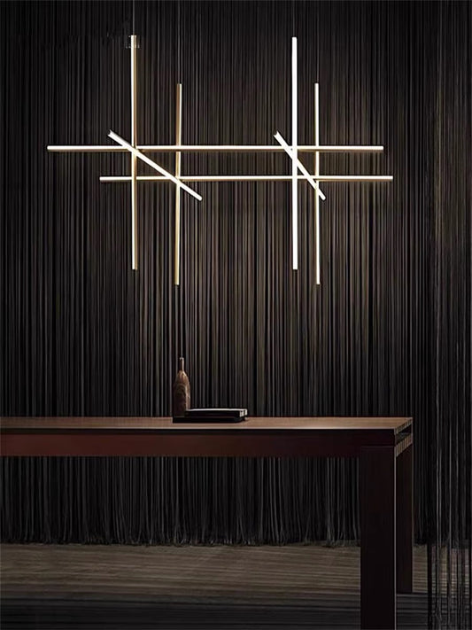 Minimalist Linear Combination Hanging Lamp LED Aluminium Chandelier
