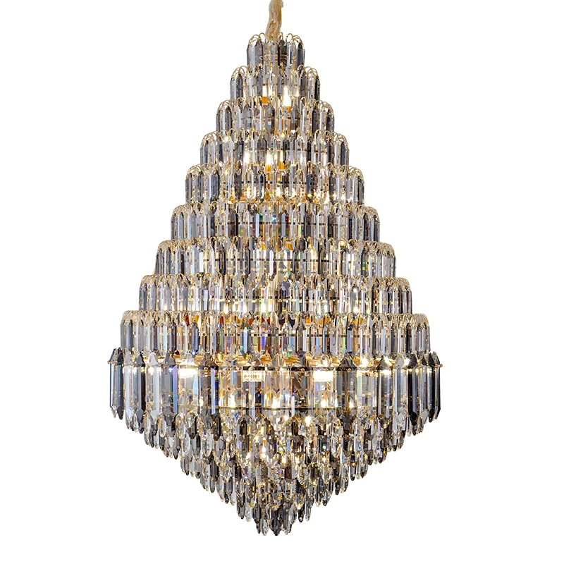 Post-modern Duplex Building Living Room Hollow Loft Large Crystal Chandelier