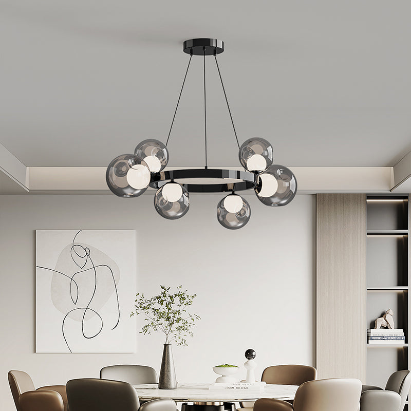 Ball in Ball Modern Black Chandelier for Living Room