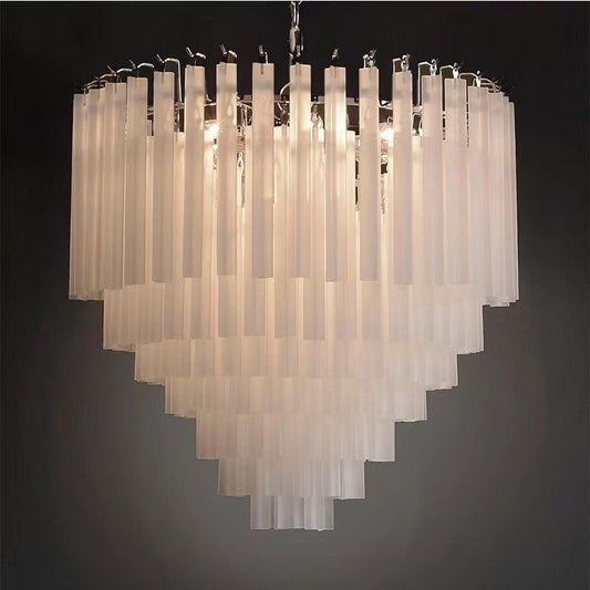 American Chrome Finish Frosted Glass Chandelier for Living Room