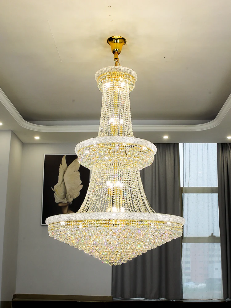 High Ceiling Wedding Hall Decor 3 layer Crystal Chandelier