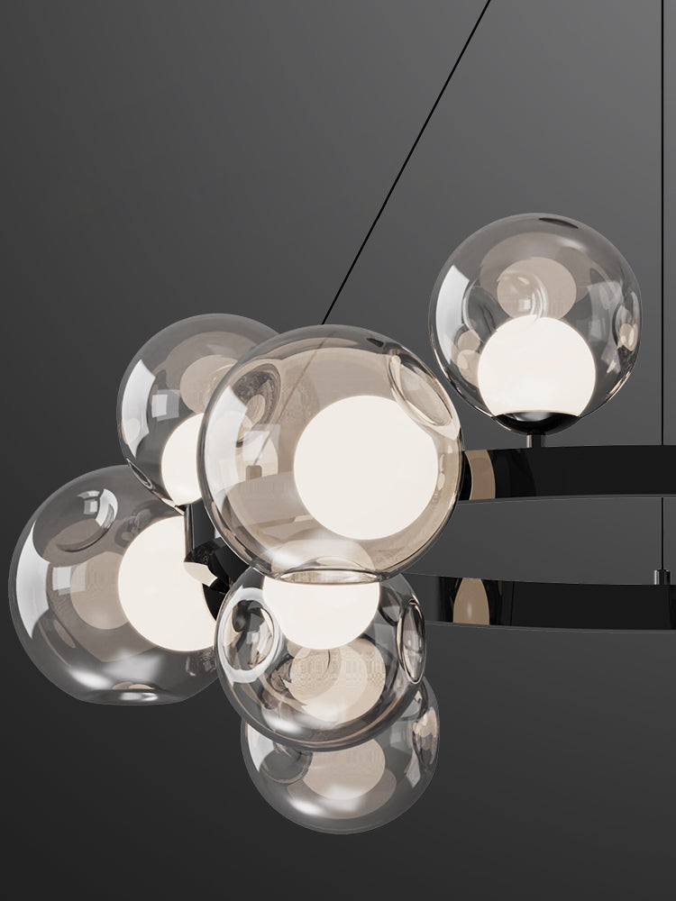 Ball in Ball Modern Black Chandelier for Living Room