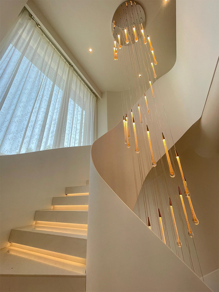 Spiral Staircase Bubble Crystal Chandelier