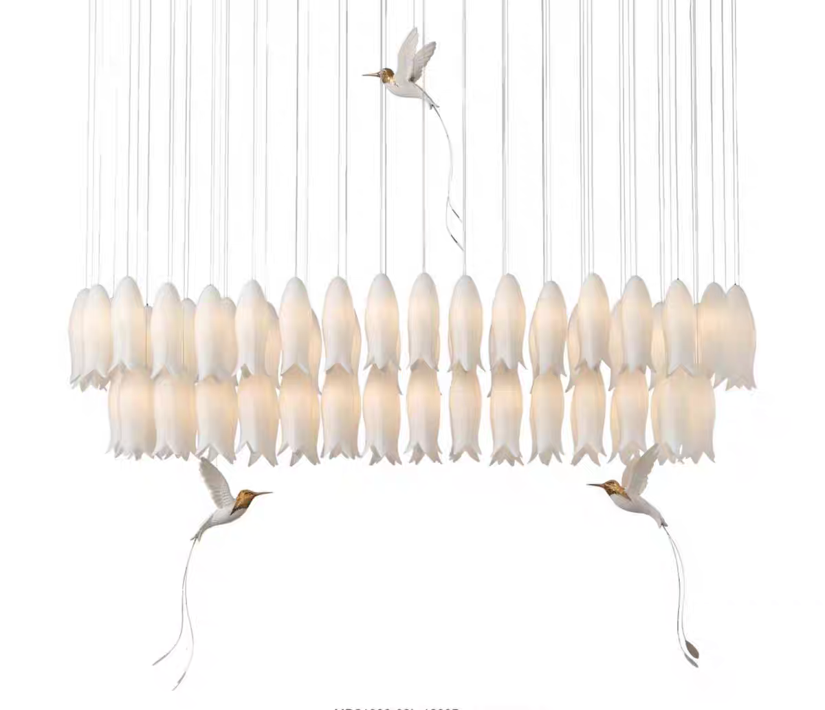 Ceramic Tulip Pendant Light with Bird