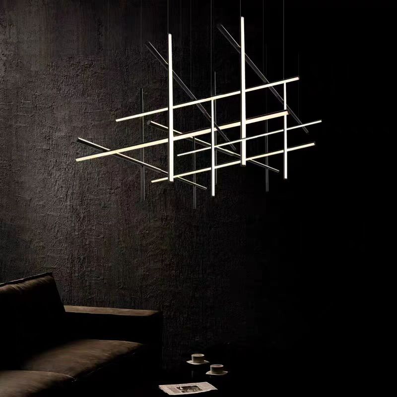 Minimalist Linear Combination Hanging Lamp LED Aluminium Chandelier
