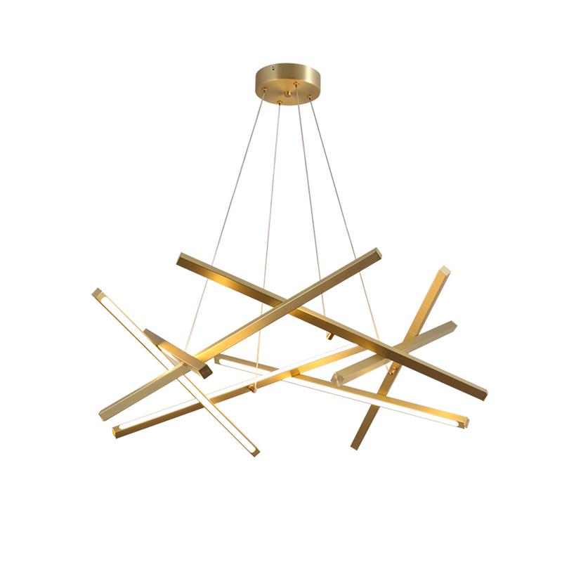 Modern Simple Black Art Linear Living Room Chandelier