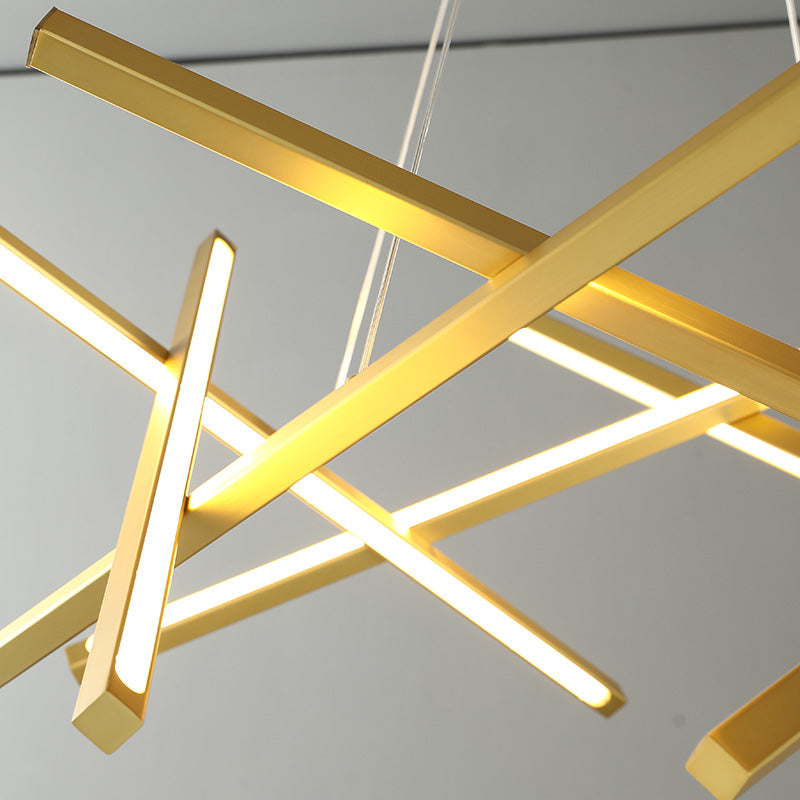Modern Simple Black Art Linear Living Room Chandelier