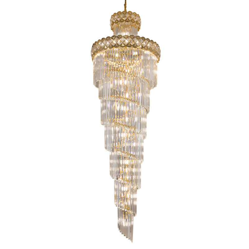 Modern Crystal Chandelier for Staircase Long Villa Hanging Light Fixture Large Home Decor Gold Stainless Steel Led Cristal Lamp