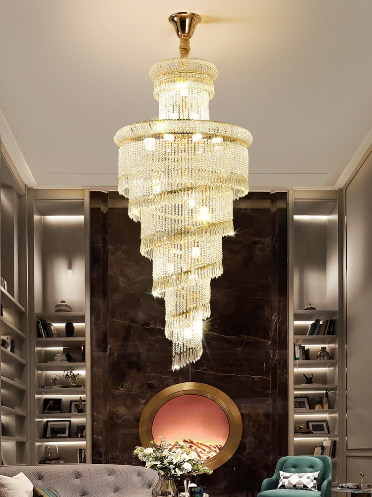 Crystal Stair Chandelier Buplex Building Villa Pick Empty Floor Light Luxury Post-modern High-end Hotel Lobby Pendant Lights