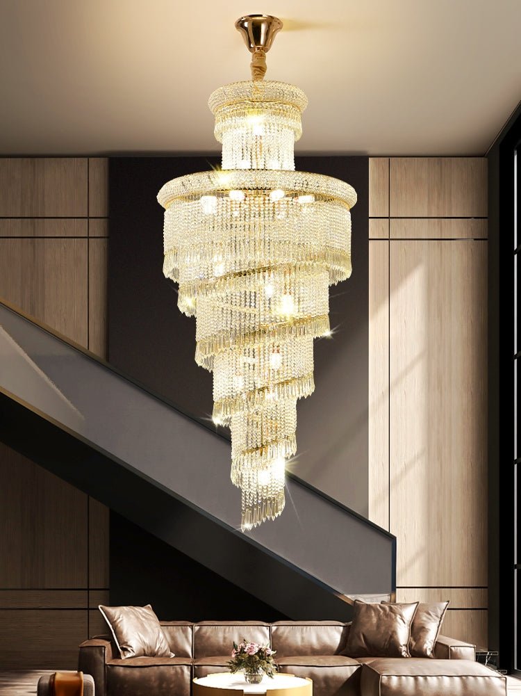 Crystal Stair Chandelier Buplex Building Villa Pick Empty Floor Light Luxury Post-modern High-end Hotel Lobby Pendant Lights