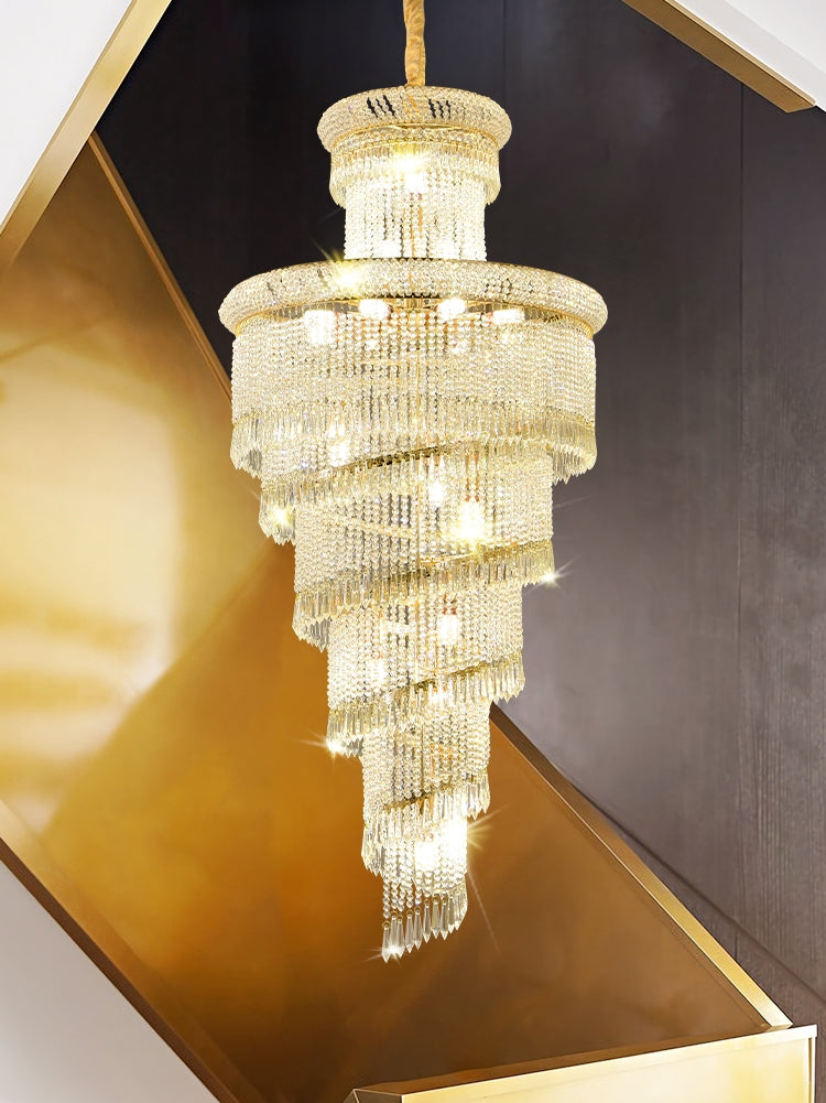 Crystal Stair Chandelier Buplex Building Villa Pick Empty Floor Light Luxury Post-modern High-end Hotel Lobby Pendant Lights