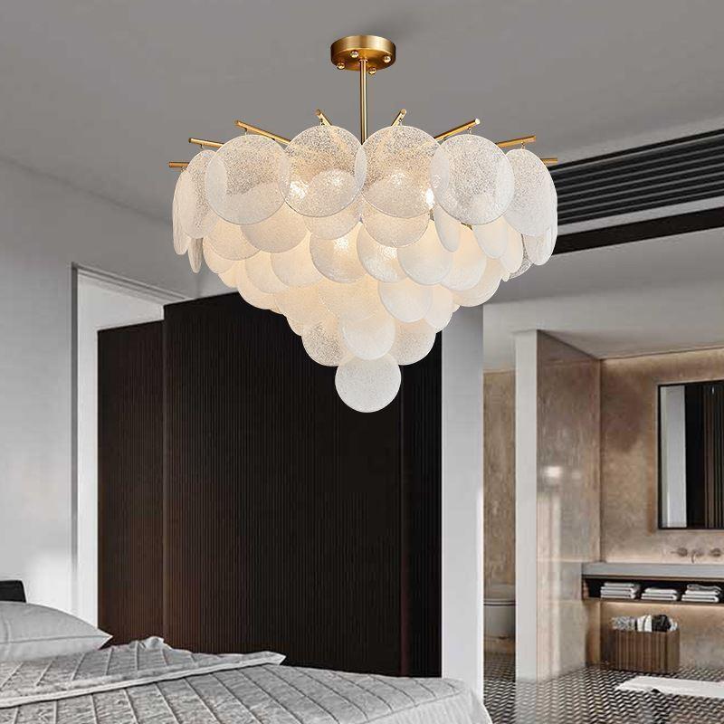 Luxury Gold Multi-layer Glass Chandelier for Living Room