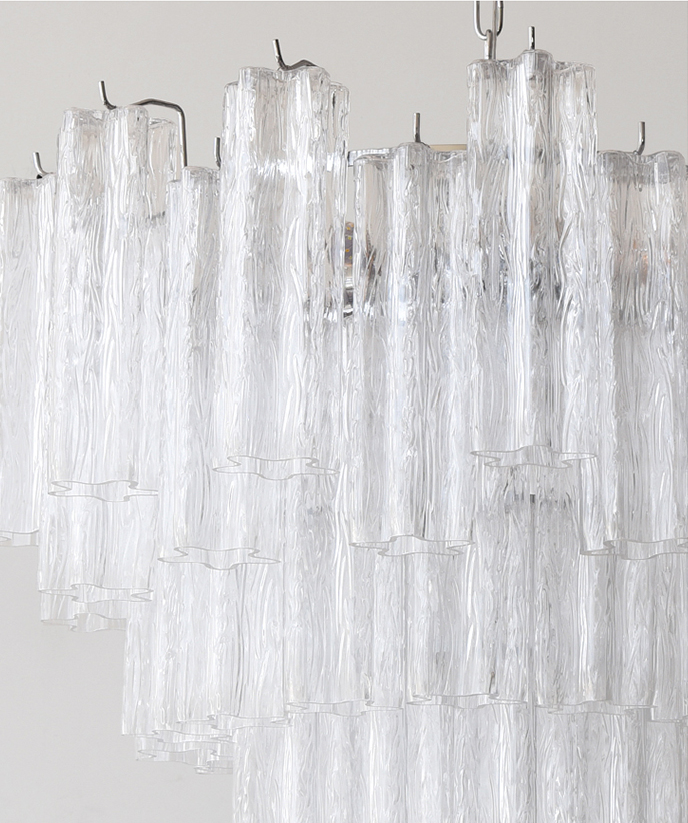 Murano Clear Multi-Layer Glass Chandelier(Pink, Blue Glass)