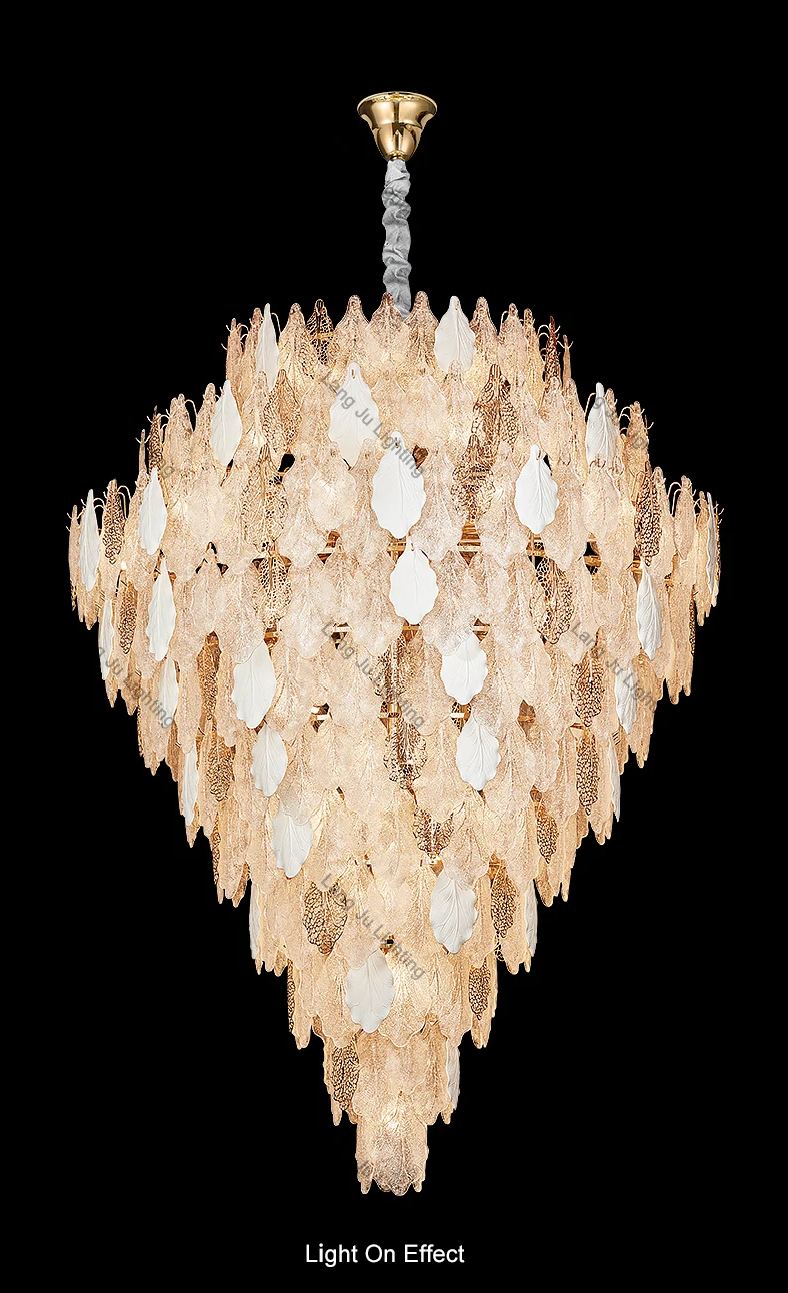 Modern Designer Style Glass Leaf Romantic Chandelier