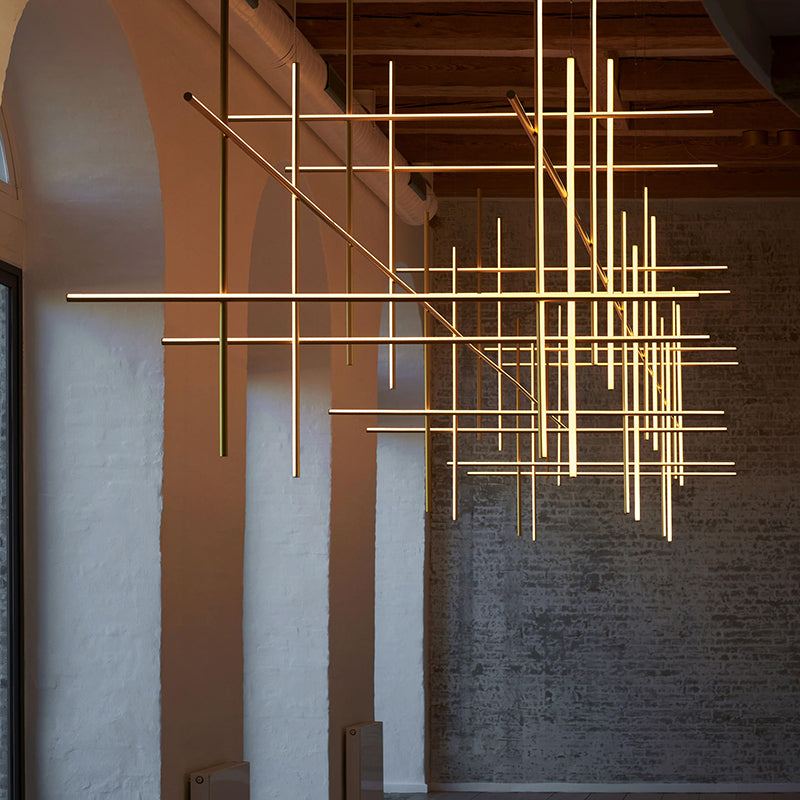 Minimalist Linear Combination Hanging Lamp LED Aluminium Chandelier