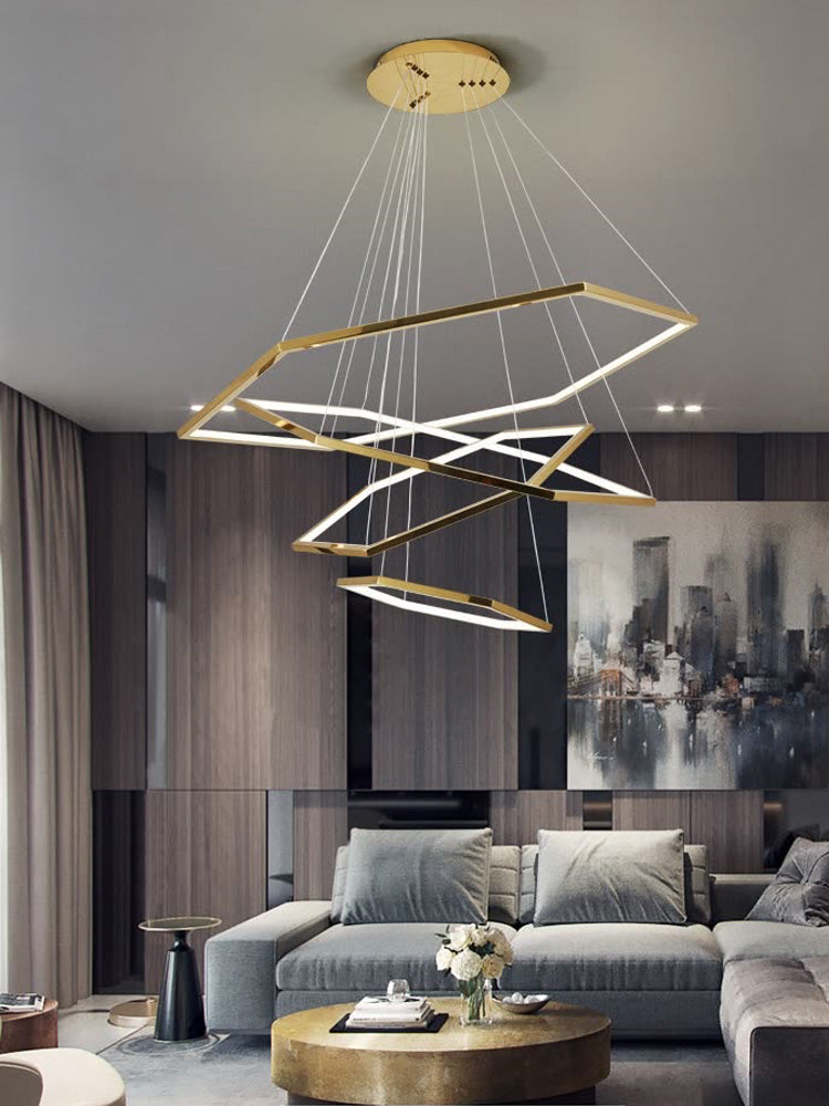 Stainless Steel Modern Gold Hexagon Pandant Light
