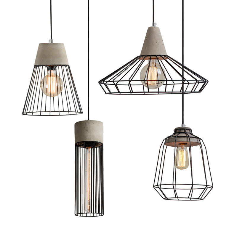 Black Iron Cage Pendant Light