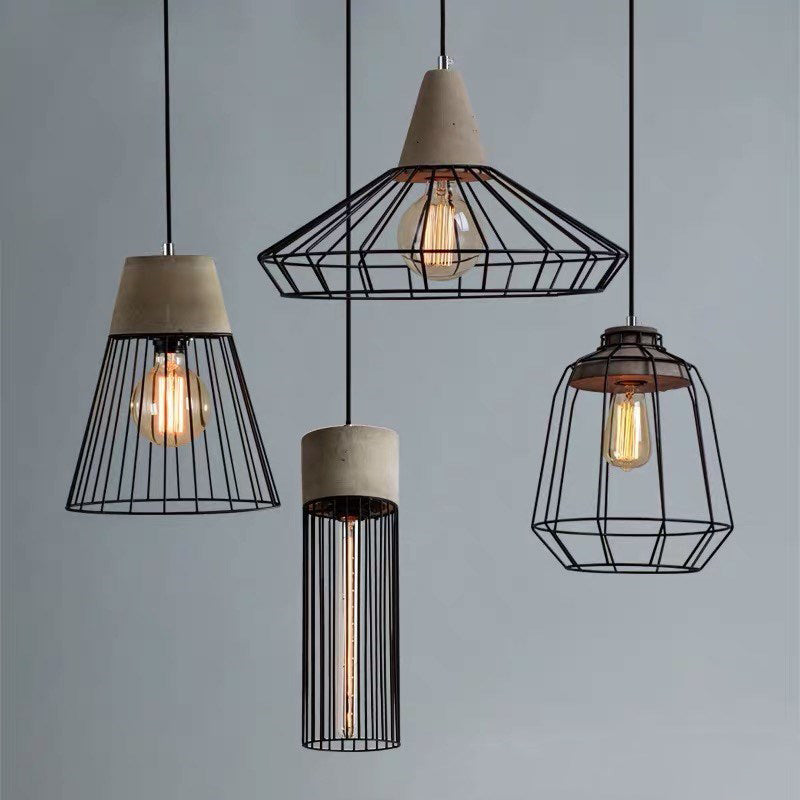 Black Iron Cage Pendant Light