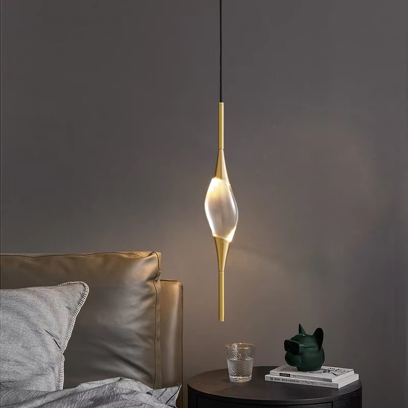 Copper Oval Crystal Pendant Light